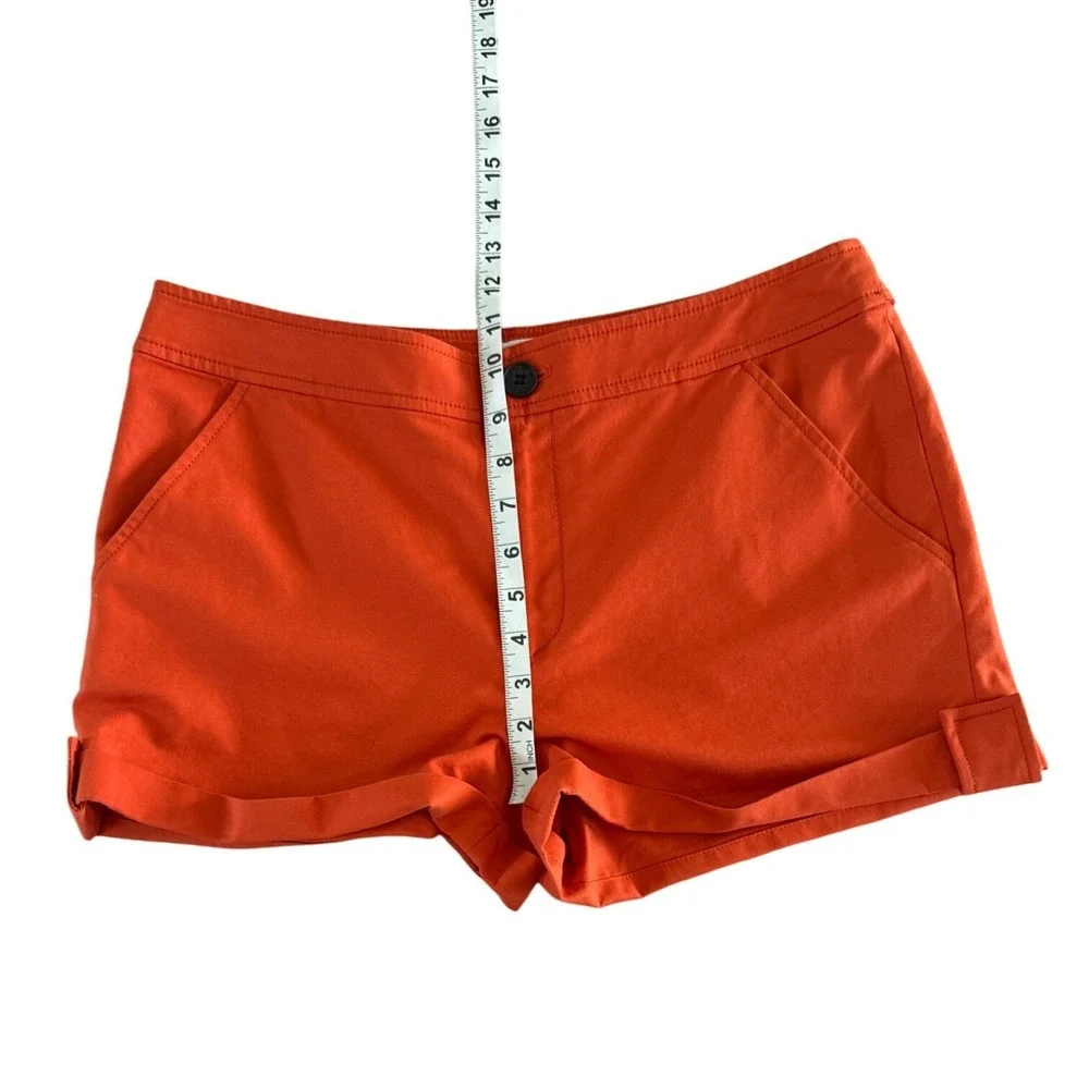 Derek Lam 10 Crosby Orange Cotton Blend Cuffed Shorts Womens‎ Size 10 Chic